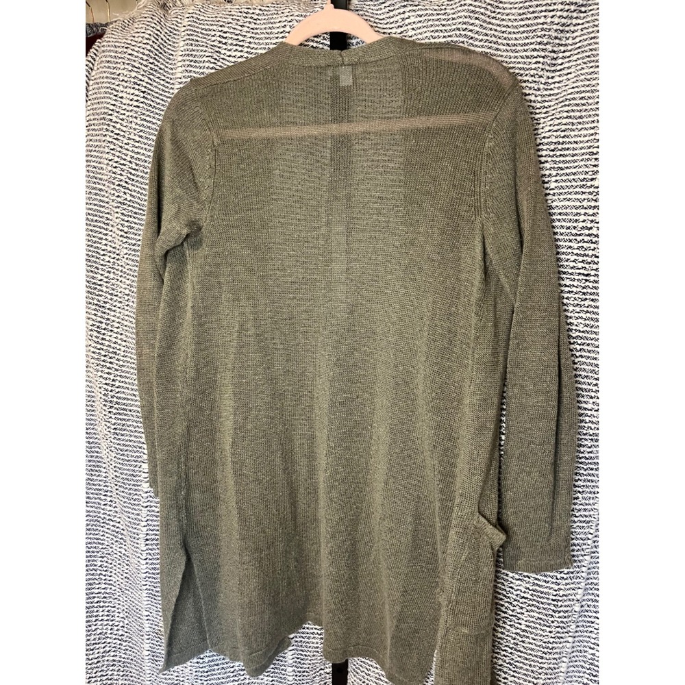 J.Jill‎ Charcoal Green Linen Blend Duster Cardigan Size XS - Picture 2 of 6
